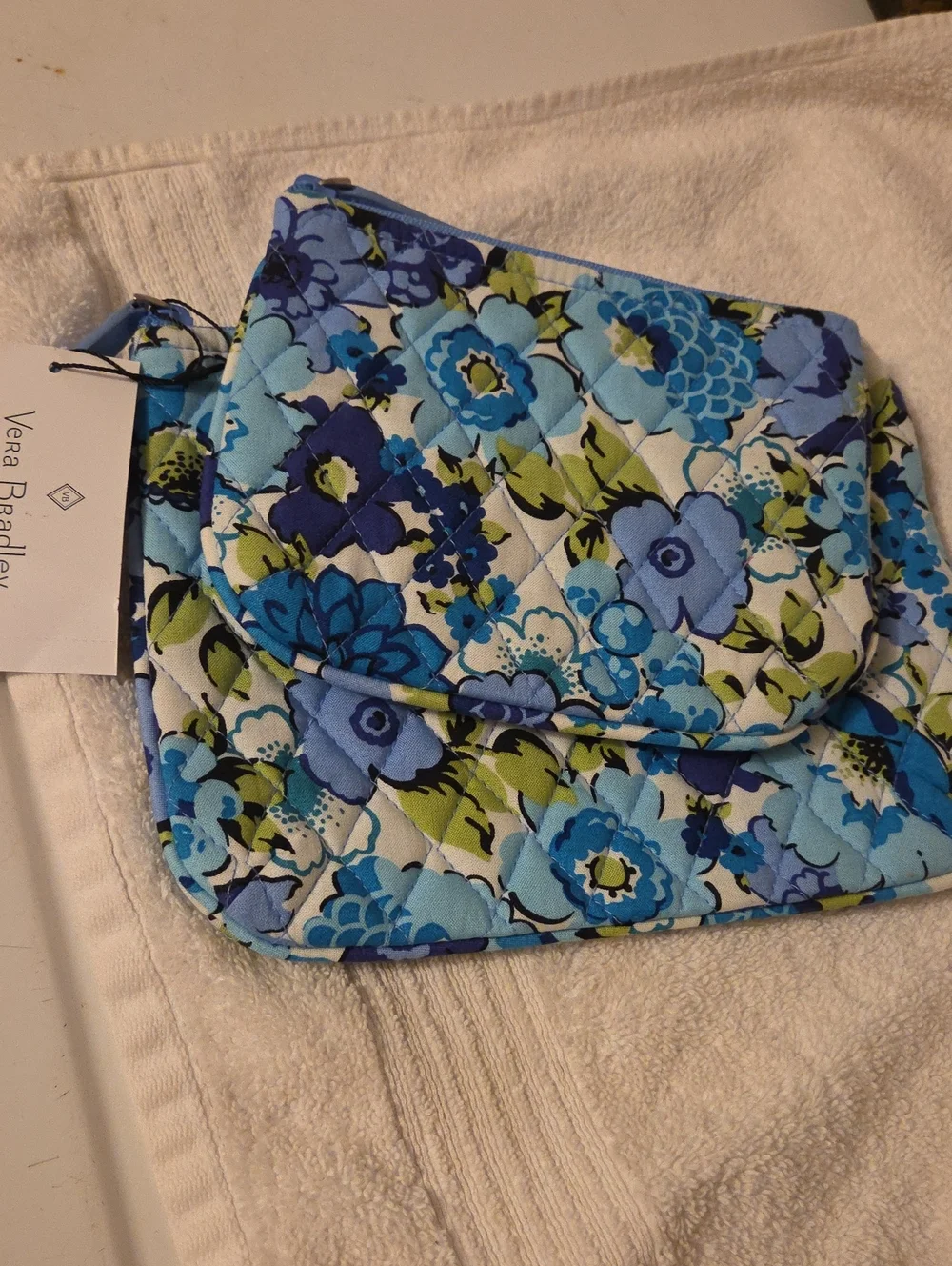 NwT Vera Bradley 2 Blue & Green Floral Quilted Pouches